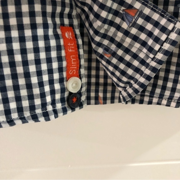Boboli Boys Check Pattern Button Down Shirt With Sailboat Print Size 7 - Picture 4 of 8